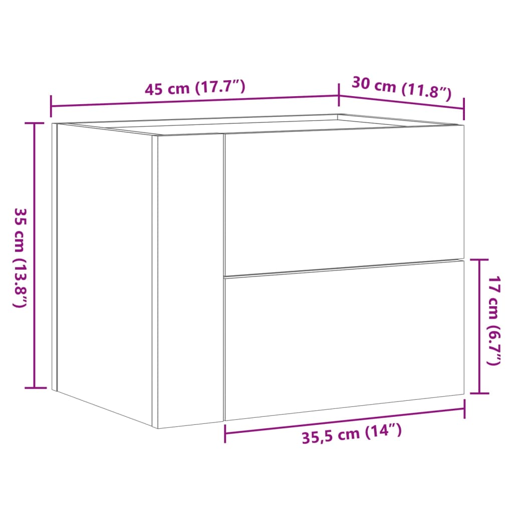 vidaXL Нощни шкафчета за стенен монтаж, 2 бр, черни, 45x30x35 см