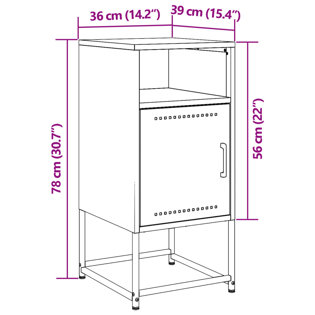 vidaXL Нощно шкафче, розово, 36x39x78 см, стомана