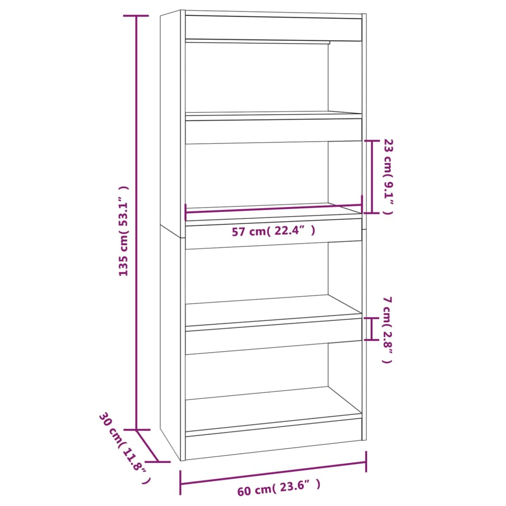 vidaXL Шкаф/разделител за стая, черен, 60x30x135 см, инженерно дърво