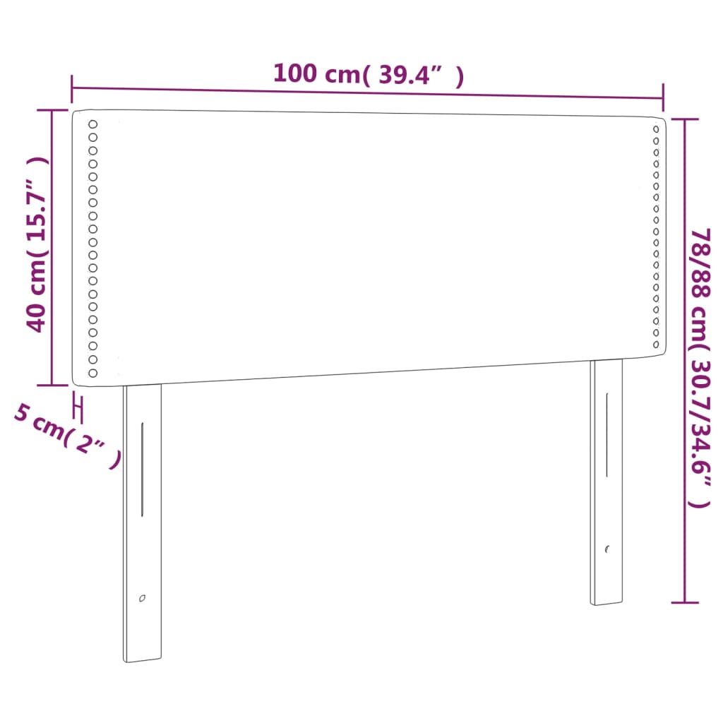 vidaXL LED горна табла за легло, розова, 100x5x78/88 см, кадифе