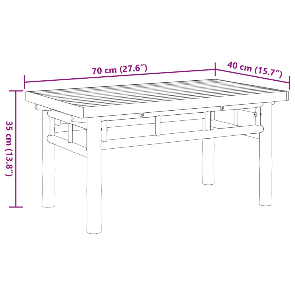 vidaXL Маса за кафе 70x40x35 см бамбук