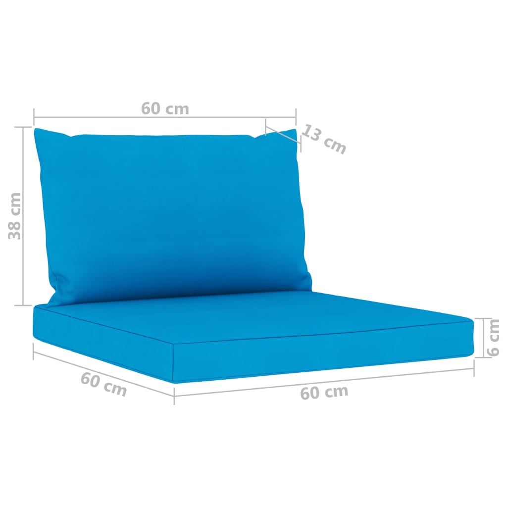 vidaXL 3-местен градински диван със светлосини възглавници