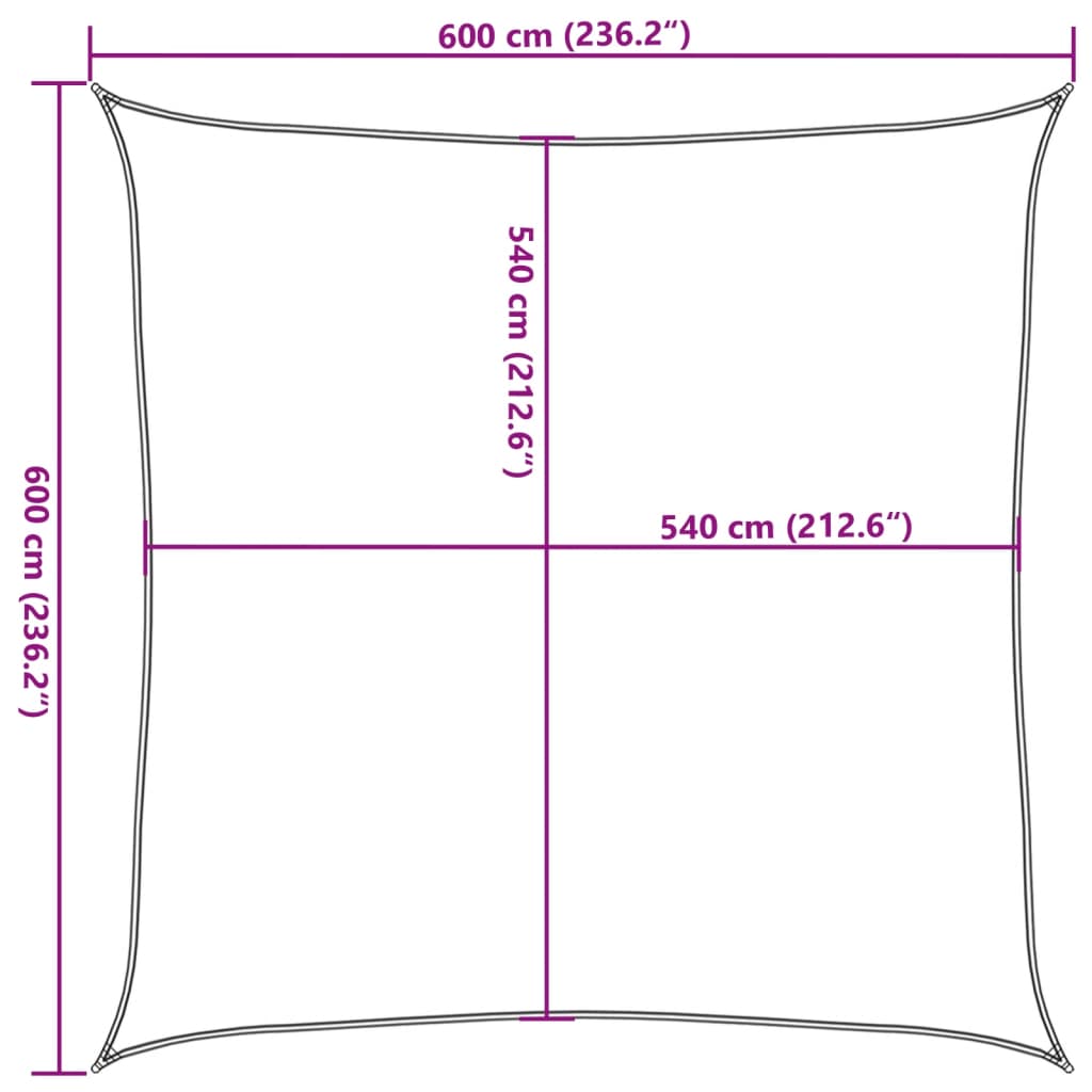 vidaXL Платно-сенник, 160 г/м², квадратно, пясъчно, 6x6 м, HDPE