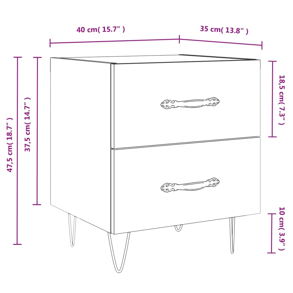 vidaXL Нощни шкафчета 2 бр кафяв дъб 40x35x47,5 см инженерно дърво