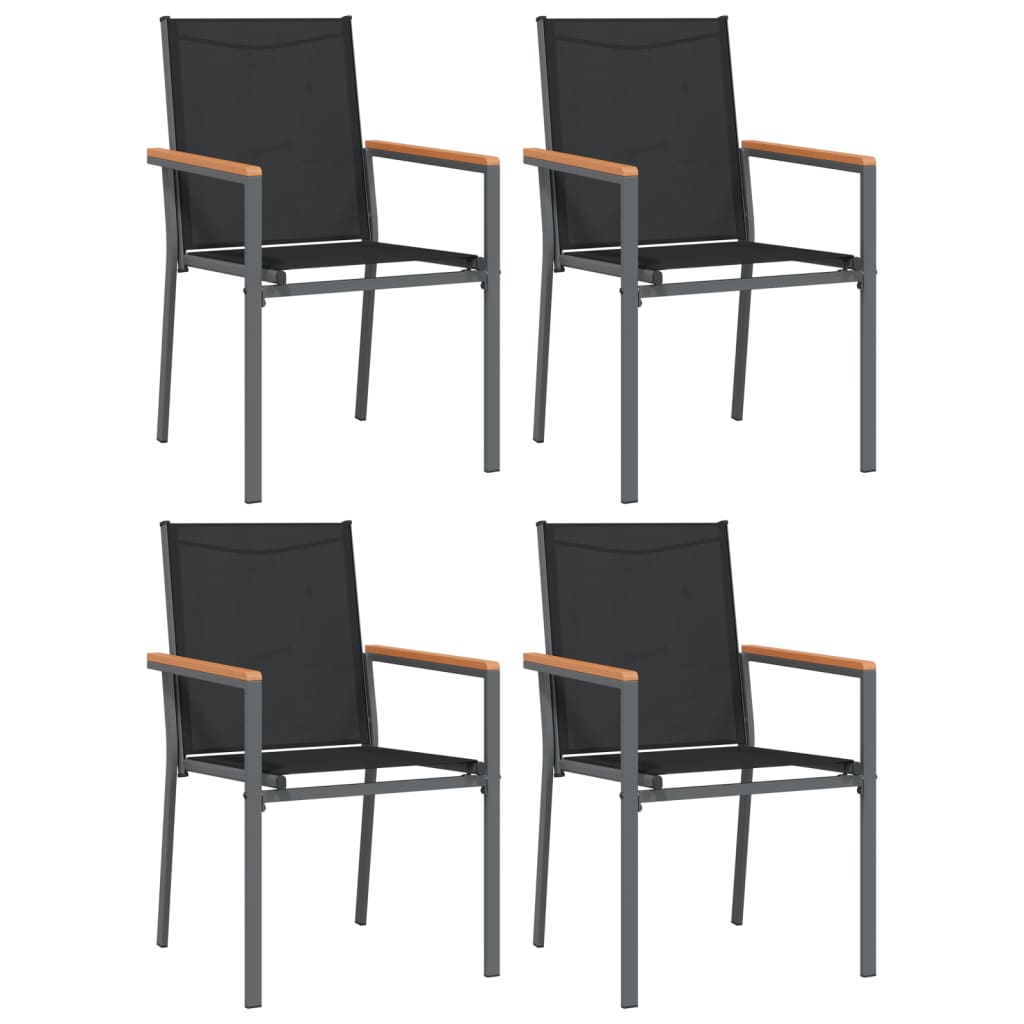 vidaXL Градински столове 4 бр черни 55x61,5x90 см Textilene и стомана