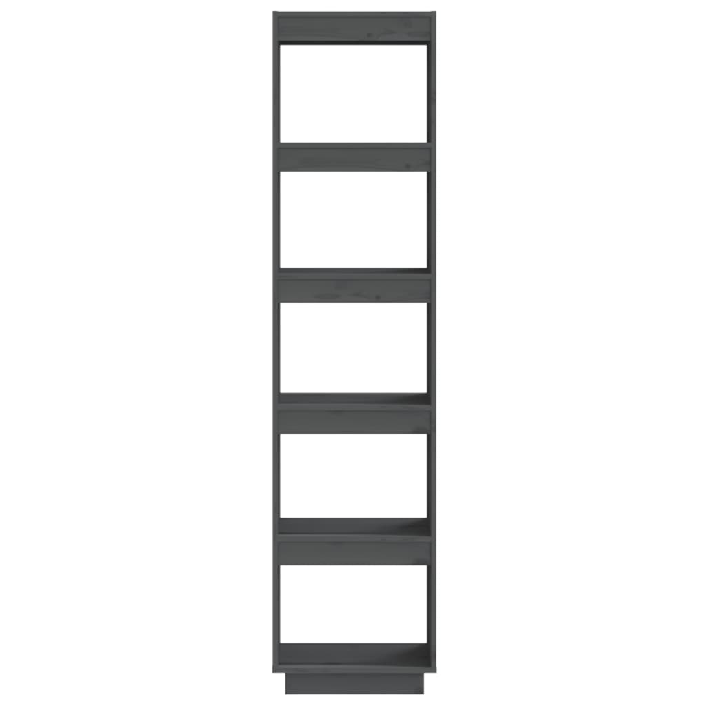 vidaXL Библиотека/разделител за стая, сива, 40x35x167 см, бор масив