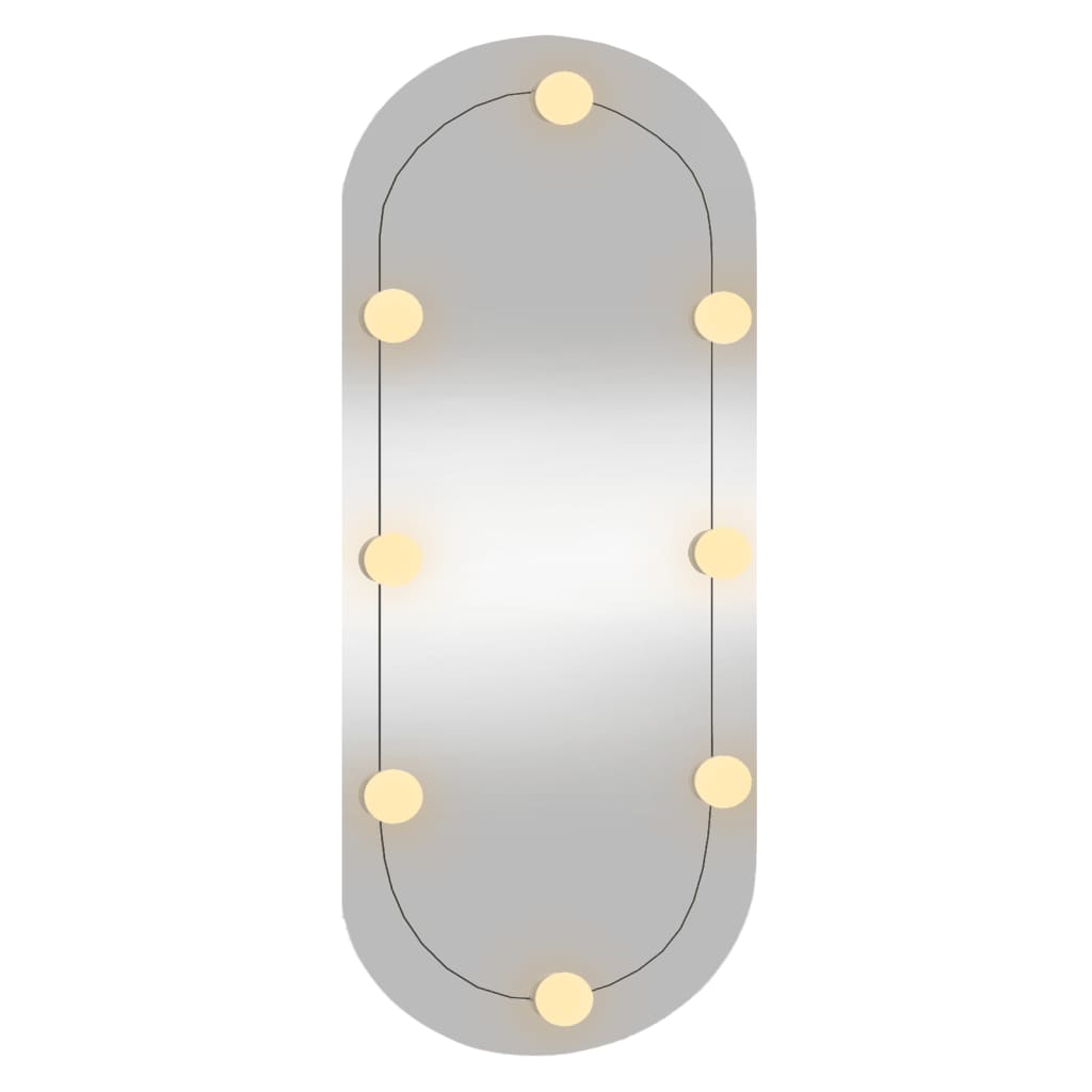 vidaXL Стенно огледало с LED лампи 35x80 см стъкло овално