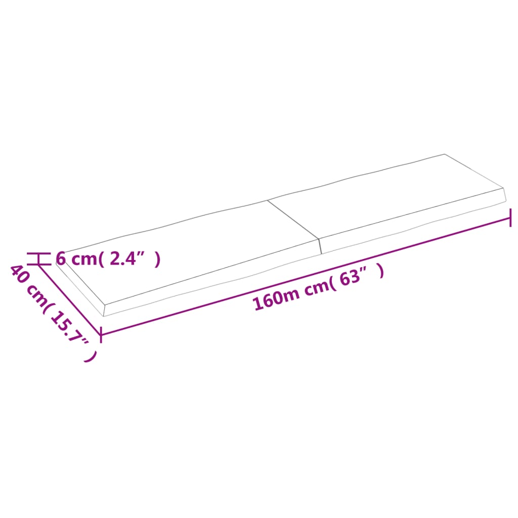 vidaXL Плот за маса тъмнокафяв 160x40x(2-6) см обработен масивен дъб