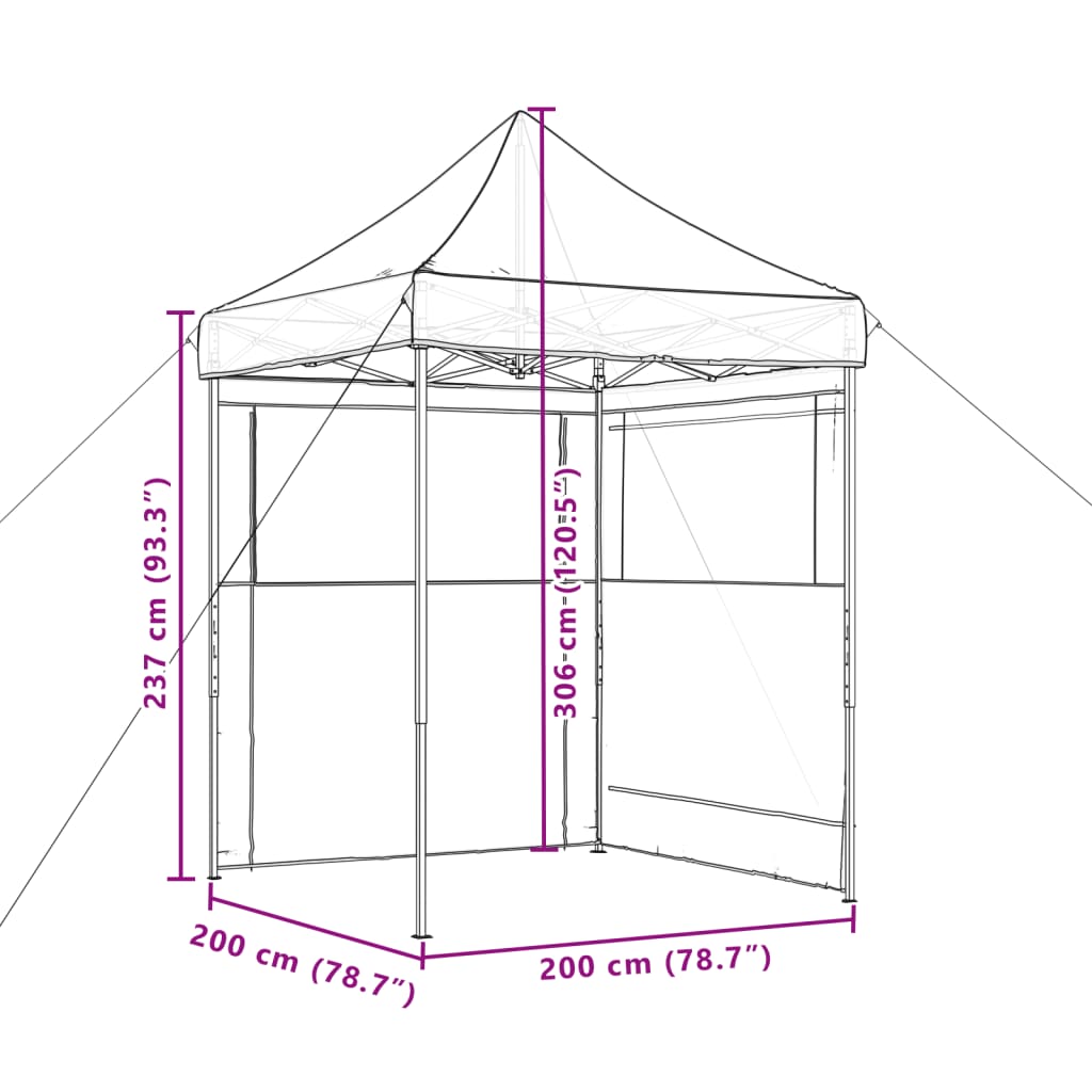 vidaXL Сгъваема парти шатра pop-up с 2 странични стени таупе