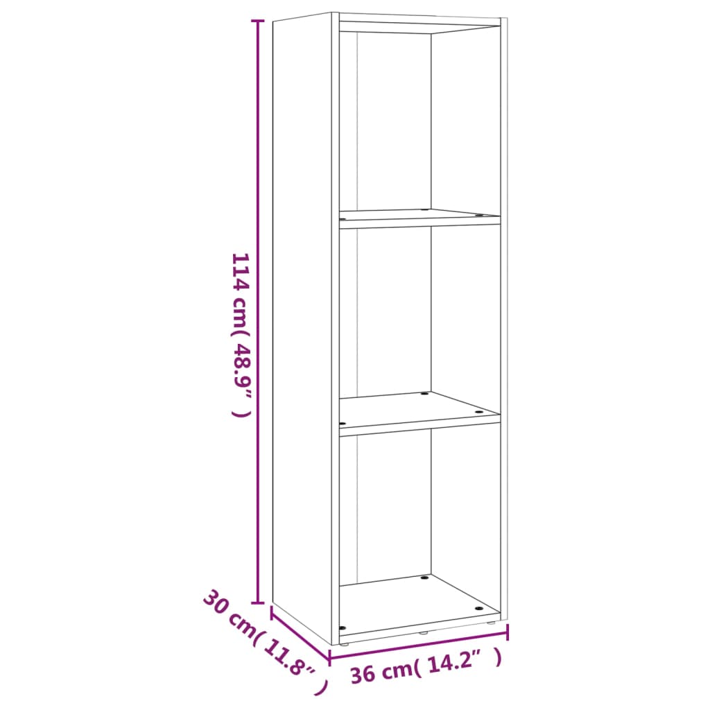 vidaXL Шкаф за книги/ТВ шкаф сив сонома 36x30x114 см инженерно дърво