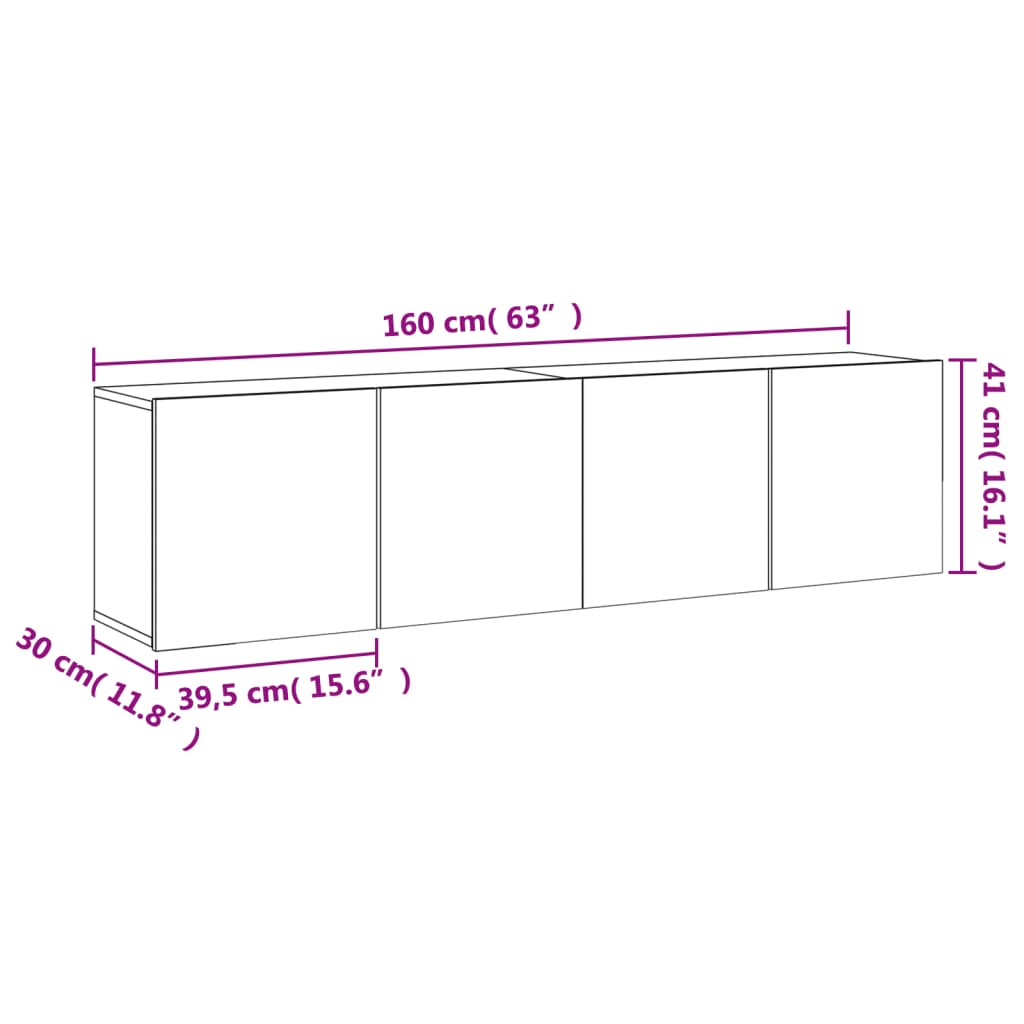 vidaXL ТВ шкафове за стенен монтаж, 2 бр, сонома дъб, 80x30x41 см