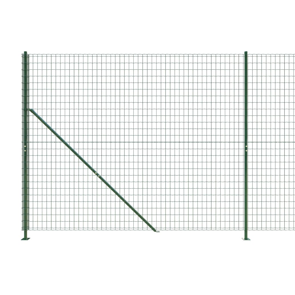 vidaXL Плетена оградна мрежа с фланец, зелена, 1,4x10 м