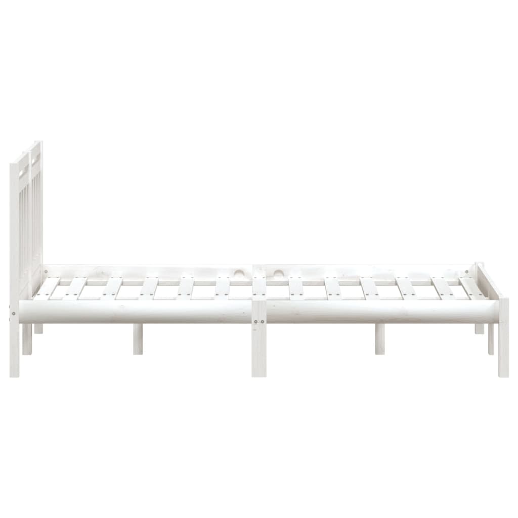 vidaXL Рамка за легло, бяла, бор масив, 140x190 см