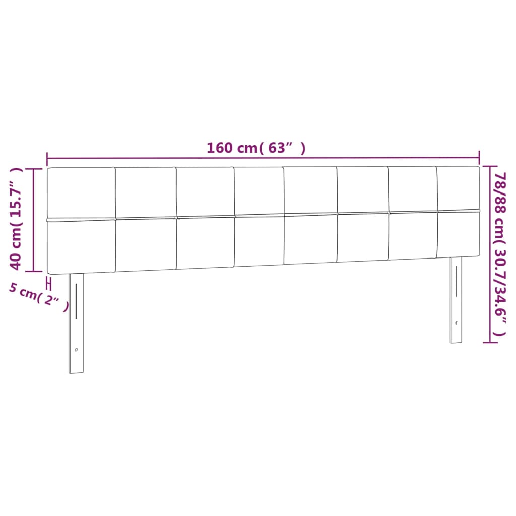 vidaXL LED горна табла за легло, светлосива, 160x5x78/88 см, кадифе