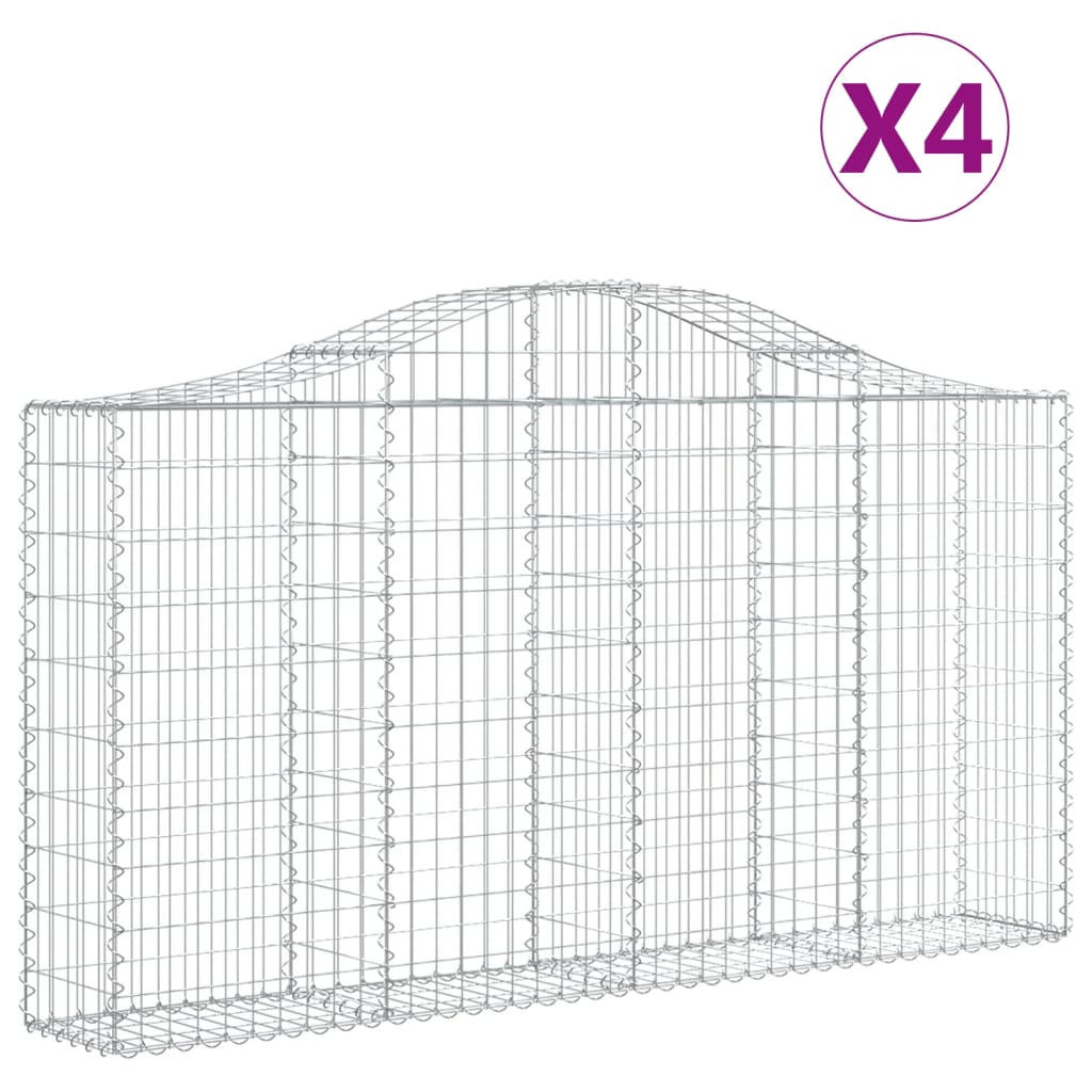 vidaXL Габионни кошници арка 4 бр 200x30x100/120 см поцинковано желязо