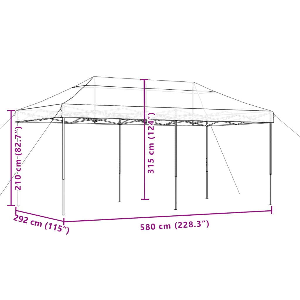 vidaXL Сгъваема парти шатра, pop-up, зелена, 580x292x315 см