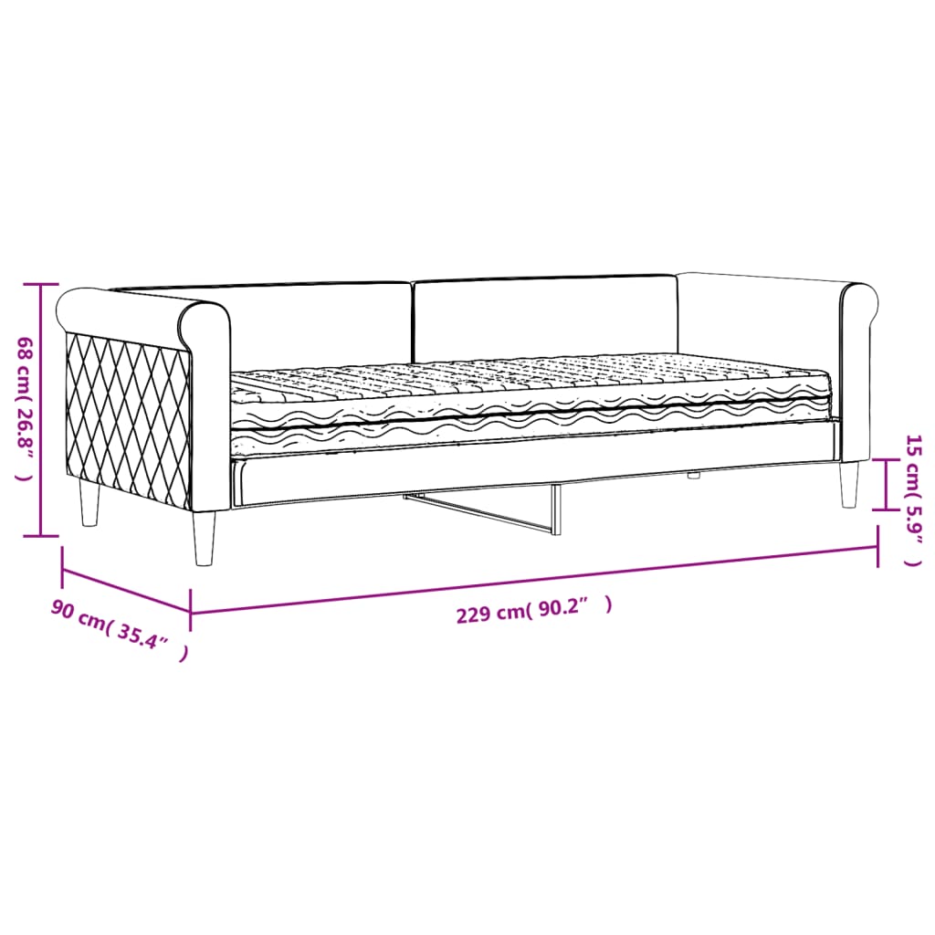 vidaXL Канапе с матрак, тъмнозелено, 80x200 см, кадифе