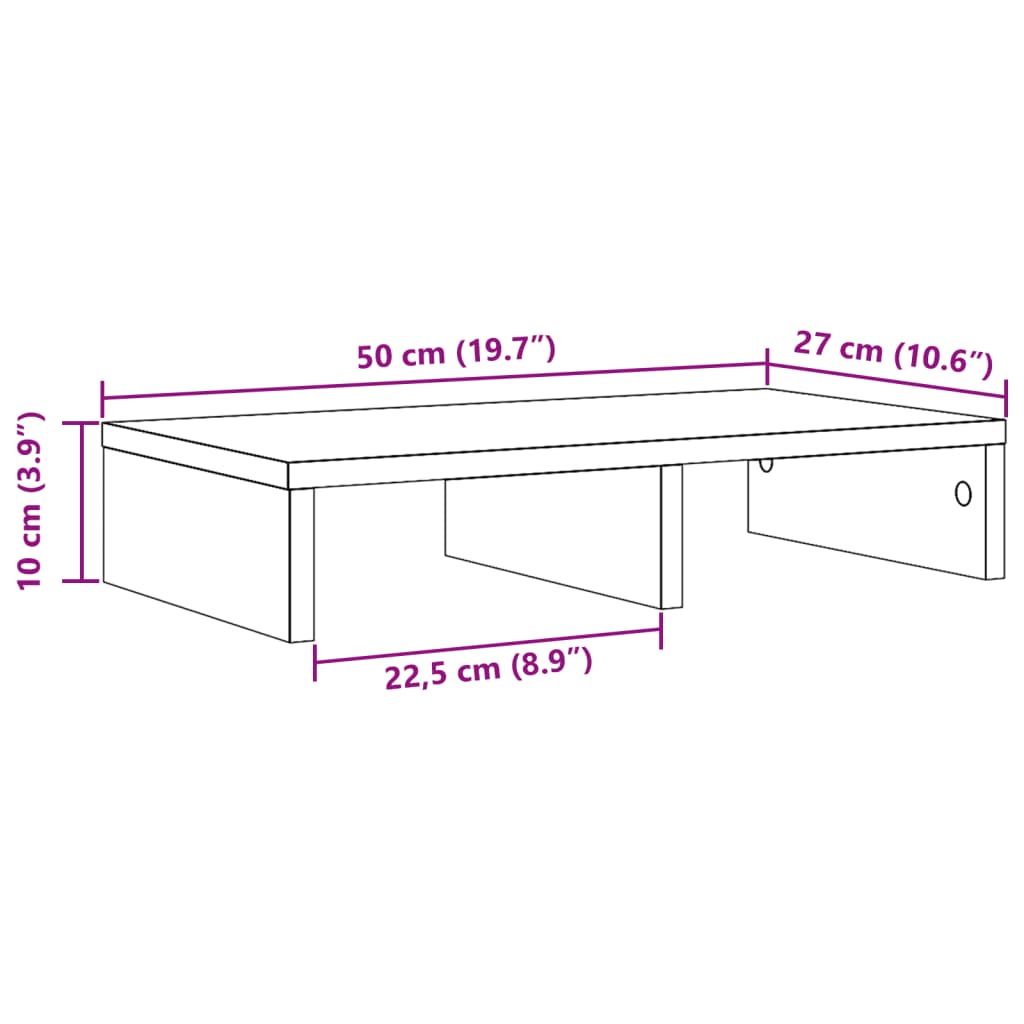 vidaXL Поставка за монитор, дъб сонома, 50x27x10 см, инженерно дърво