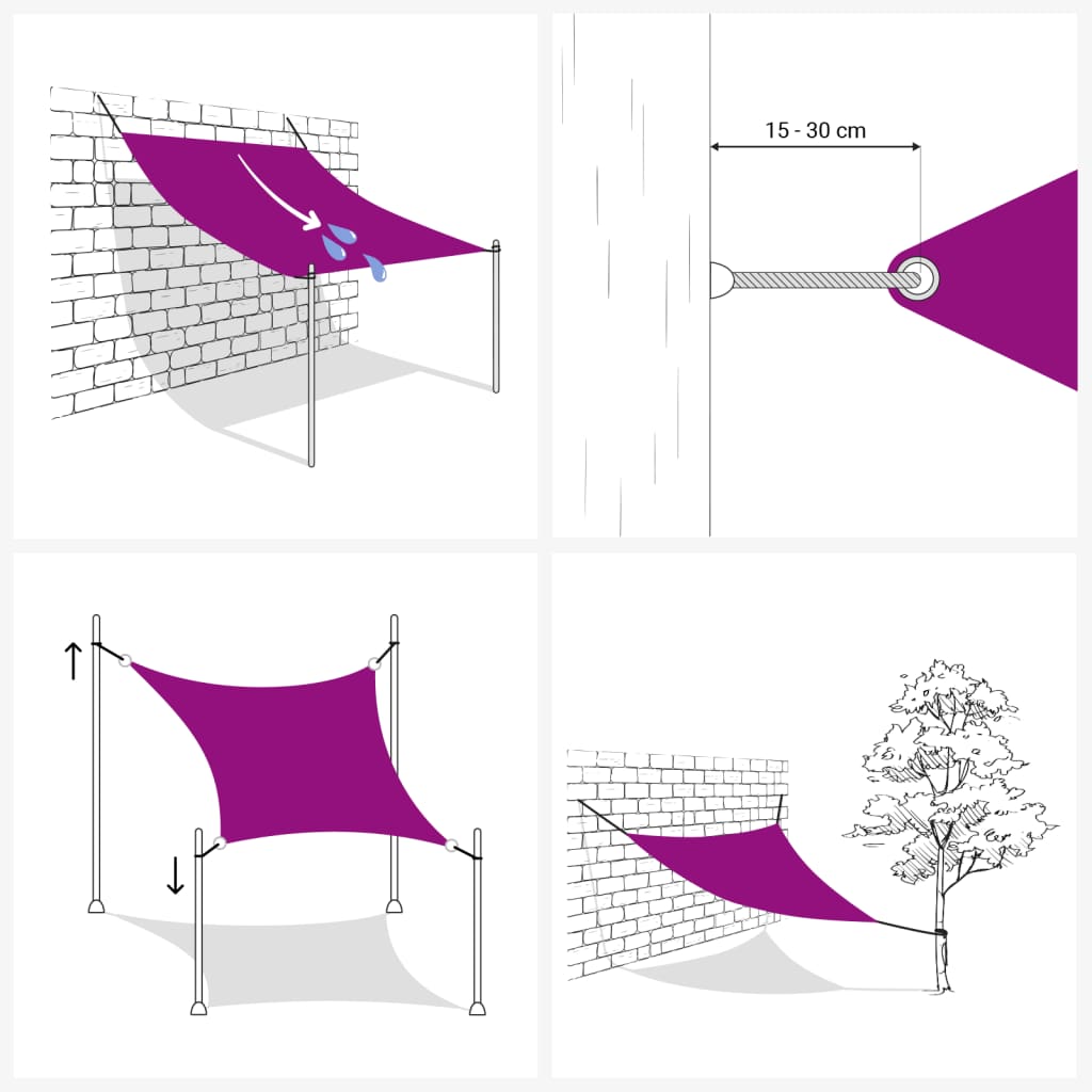 vidaXL Платно-сенник, 160 г/м², черно, 2x2,5 м, HDPE