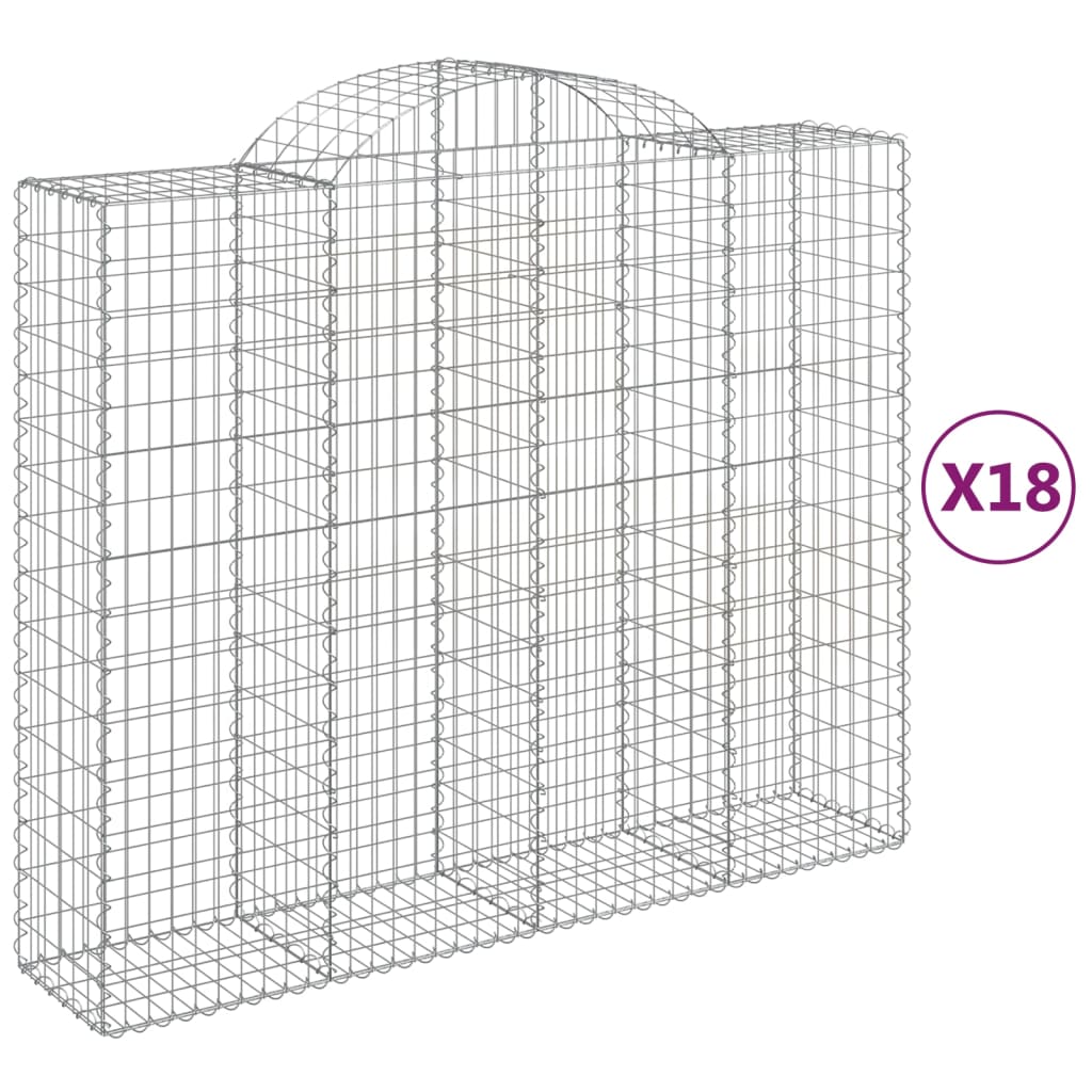 vidaXL Габионни кошници арка 18 бр 200x50x160/180см поцинковано желязо