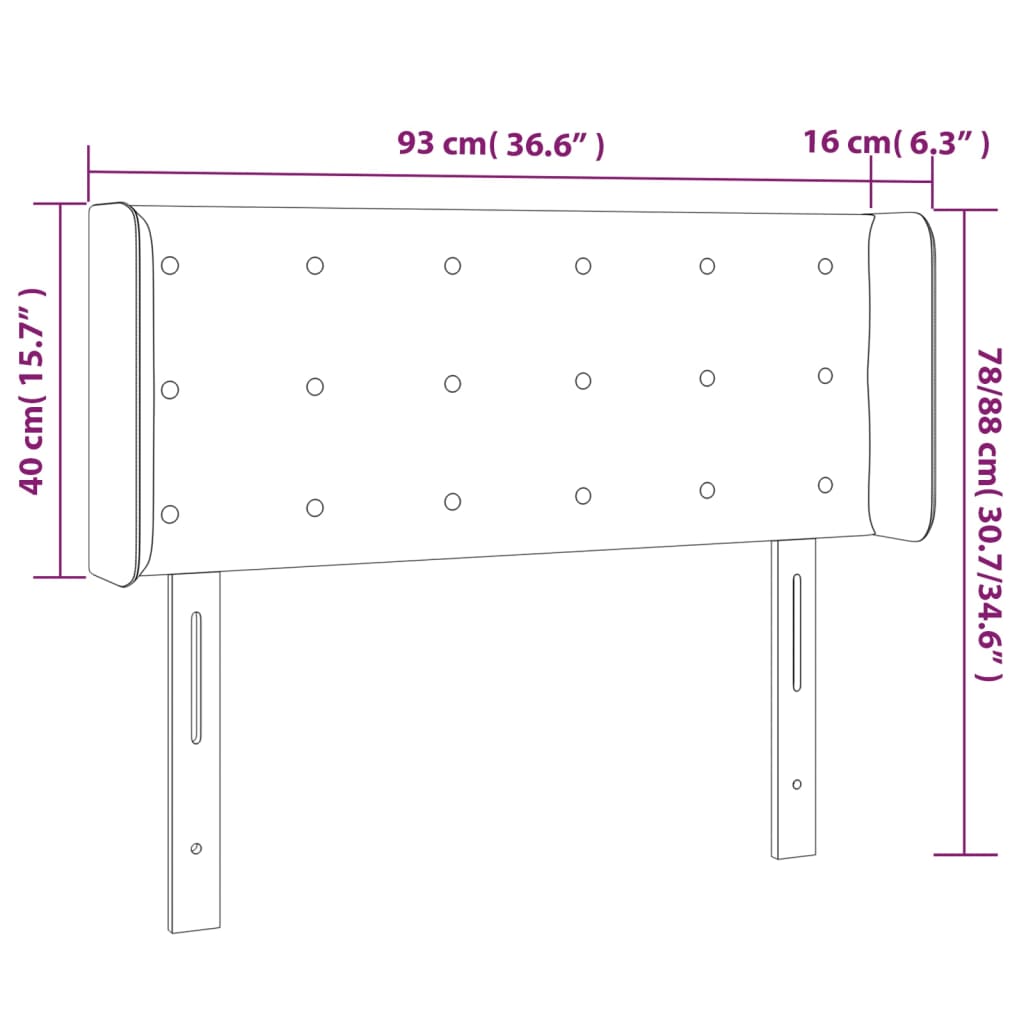 vidaXL Горна табла за легло с уши, светлосива,93x16x78/88 см, кадифе