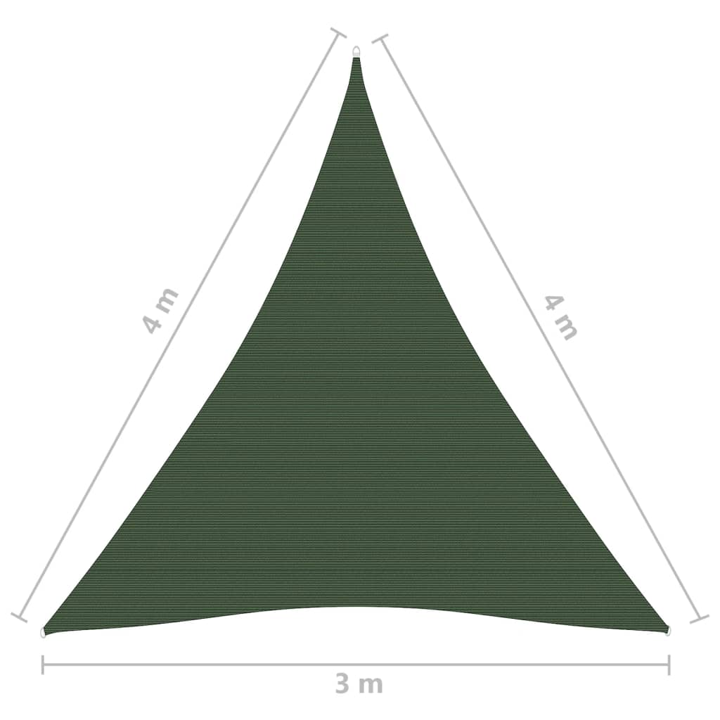 vidaXL Платно-сенник, 160 г/м², тъмнозелено, 3x4x4 м, HDPE