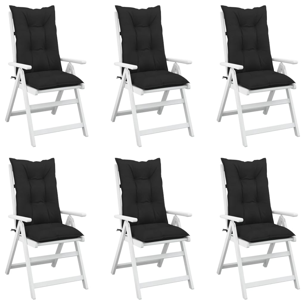 vidaXL Възглавници за градински столове 6 бр черни 120x50x7 см плат