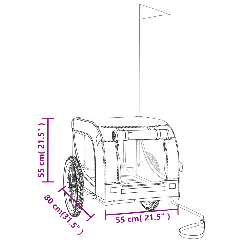 vidaXL Ремарке за колело за любимци сив и черен Оксфорд плат и желязо