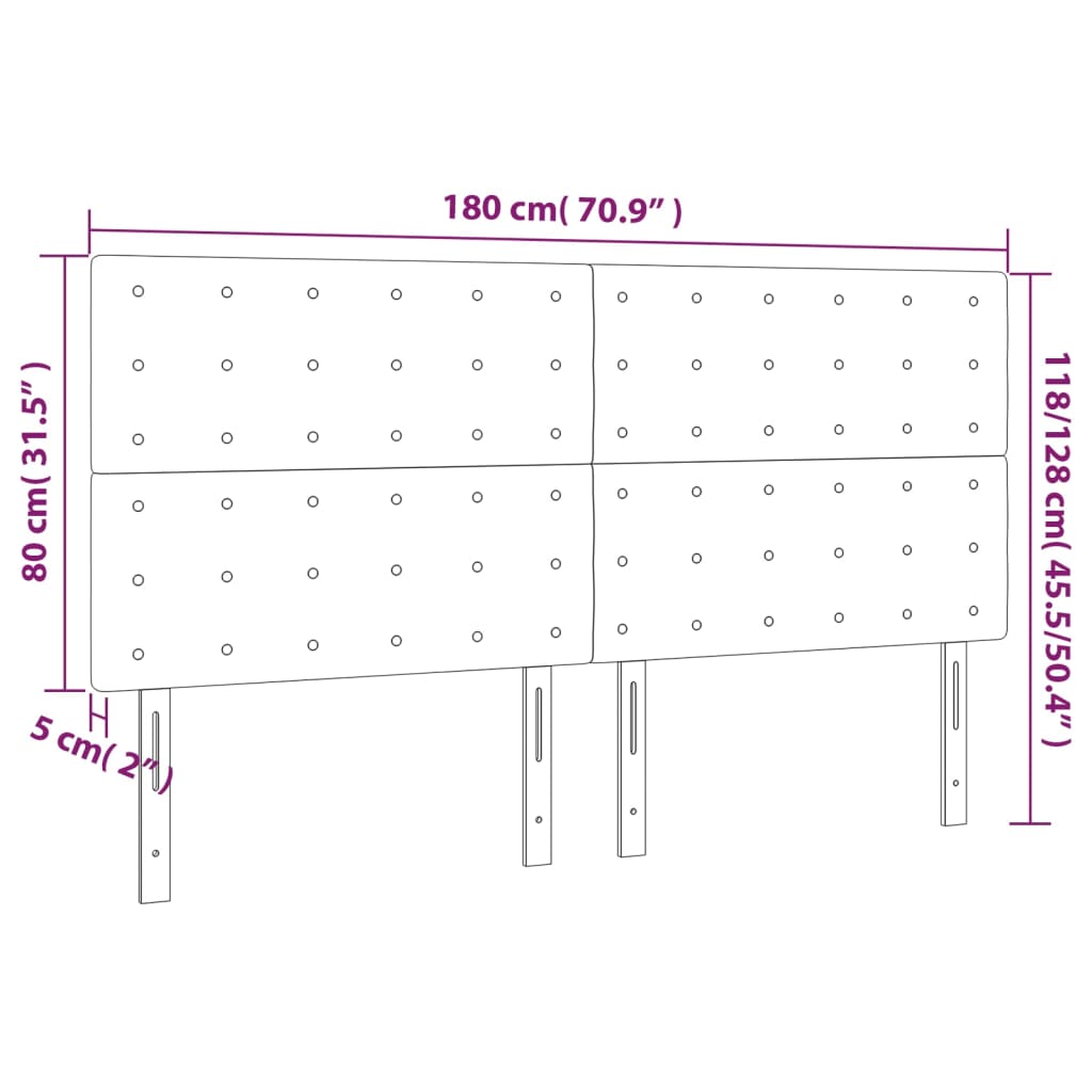 vidaXL Горни табли за легло, 4 бр, светлосиви,90x5x78/88 см, плат