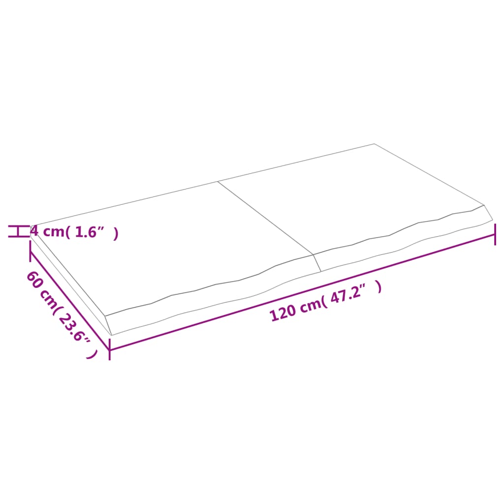 vidaXL Плот за маса светлокафяв 120x60x(2-4) см обработен масивен дъб