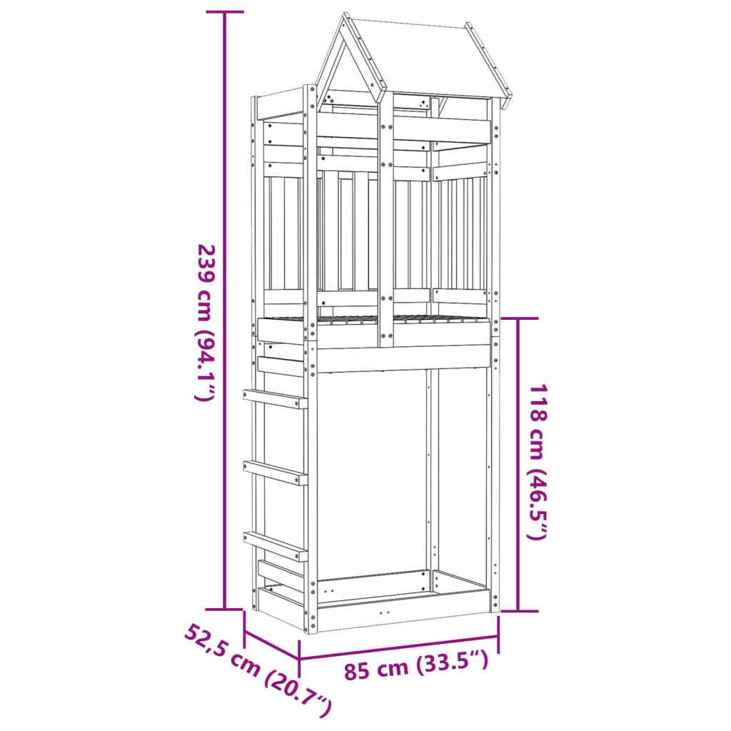 vidaXL Кула за игра 85x52,5x239 см импрегнирана борова дървесина