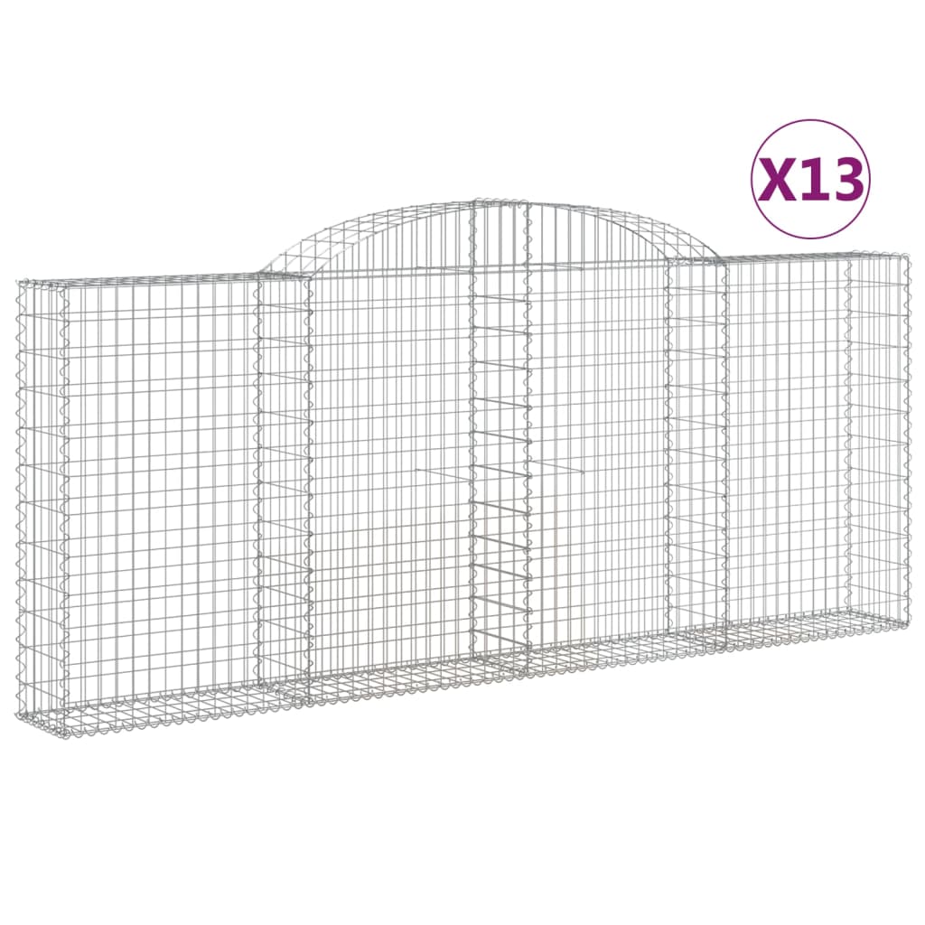 vidaXL Габионни кошници арка 13 бр 300x30x120/140см поцинковано желязо