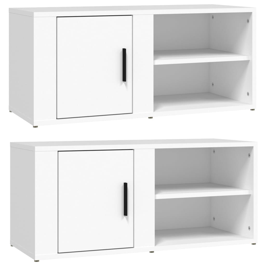 vidaXL ТВ шкафове, 2 бр, бели, 80x31,5x36 см, инженерно дърво