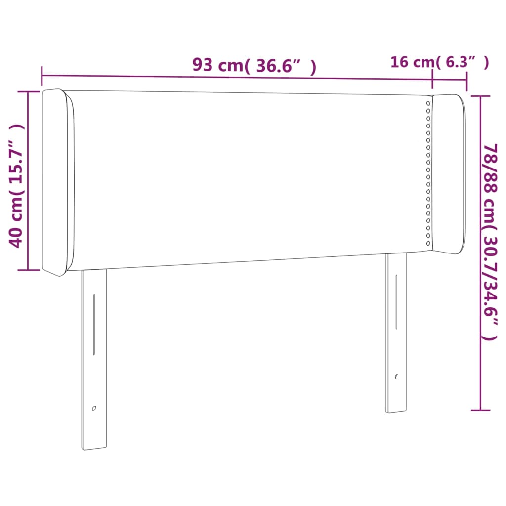 vidaXL LED горна табла за легло, светлосива,93x16x78/88 см, плат