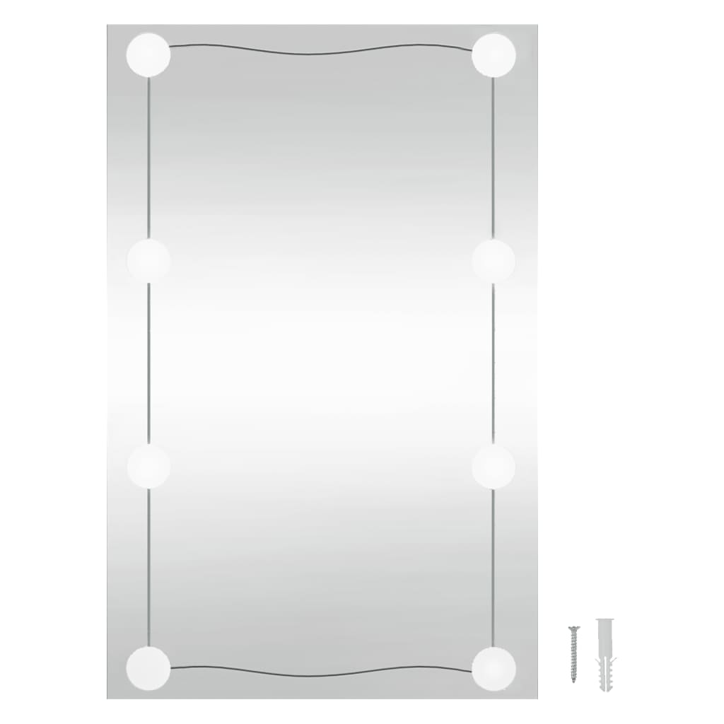 vidaXL Стенно огледало с LED лампи 50x80 см стъкло правоъгълно