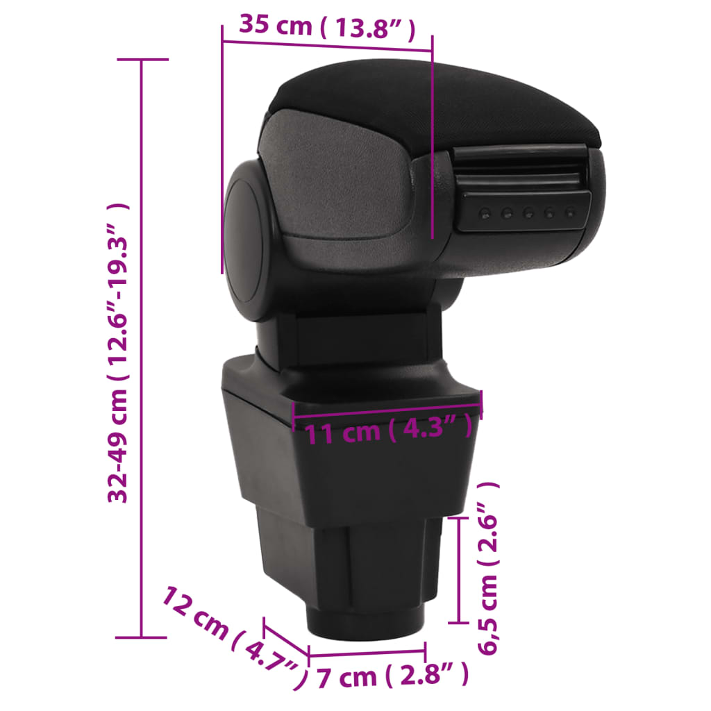 vidaXL Подлакътник за кола черен 11x35x(32-49) см ABS