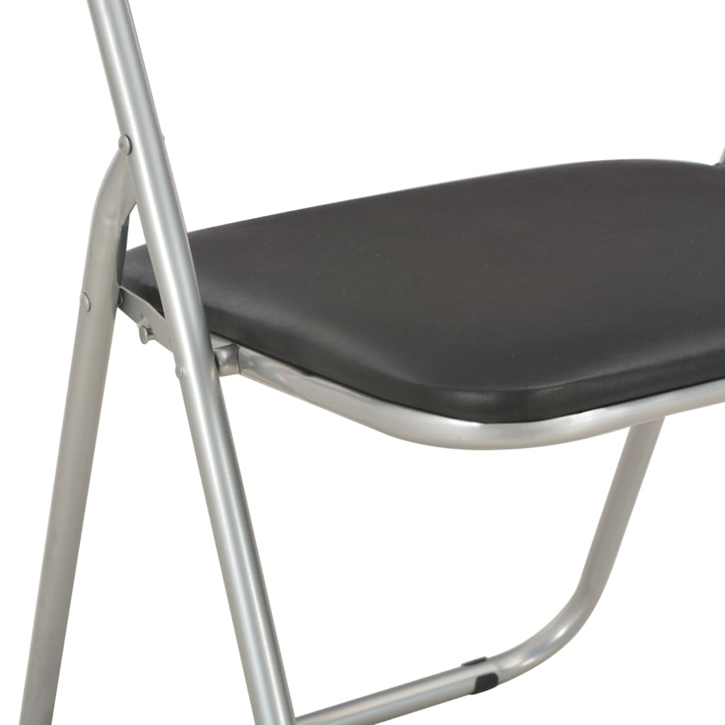 vidaXL Сгъваеми трапезни столове, 4 бр, черни, изкуствена кожа