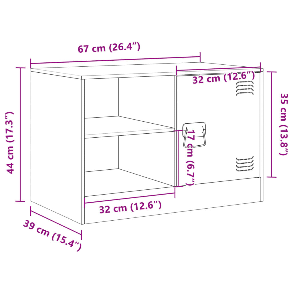 vidaXL ТВ шкафове 2 бр антрацит 67x39x44 см стомана