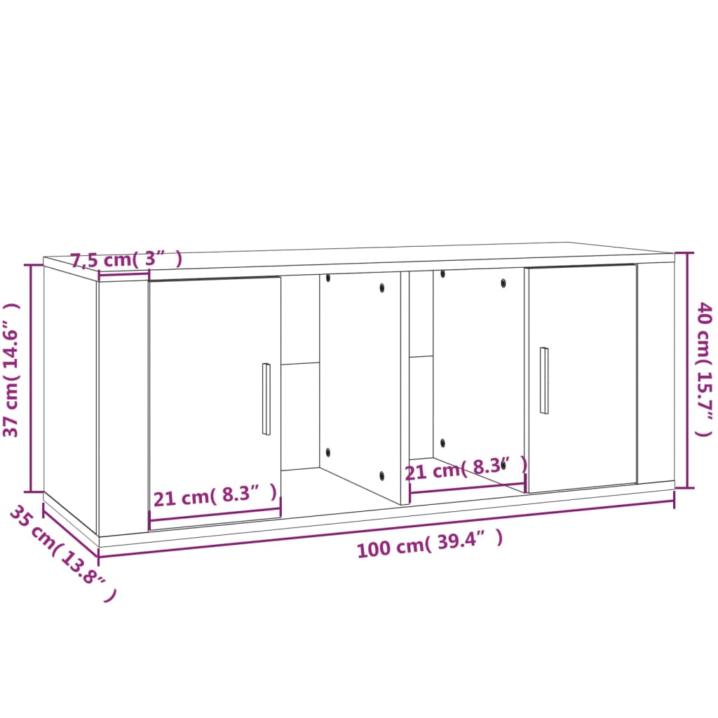 vidaXL ТB шкаф, сив сонома, 100x35x40 см, инженерно дърво