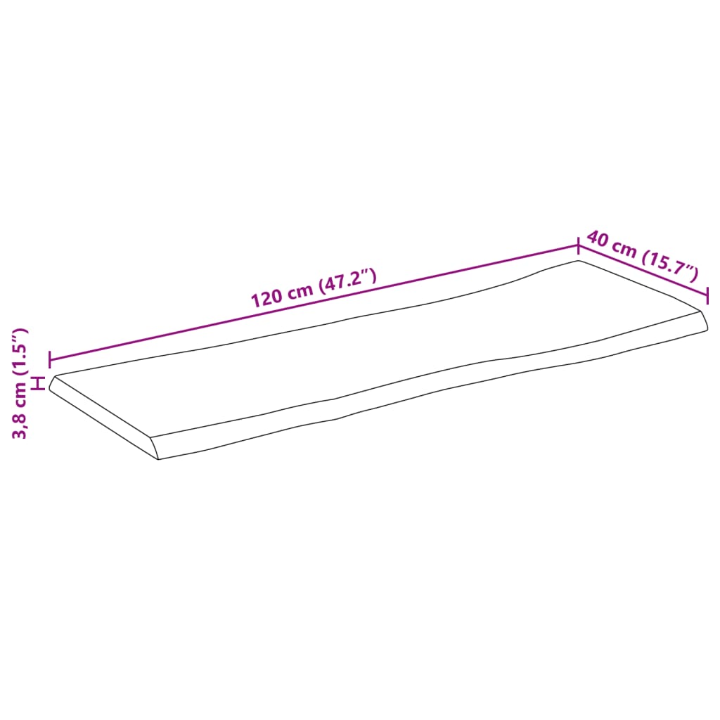 vidaXL Плот за маса, 120x40x3,8 см, жив ръб, масивно дърво манго