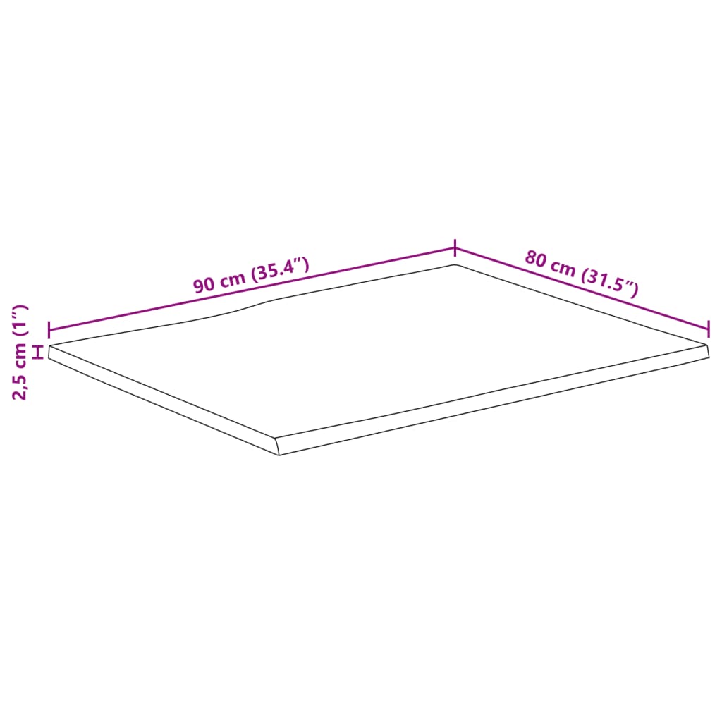 vidaXL Плот за маса, жив ръб, 90x80x2,5 см, масивно дърво грубо манго