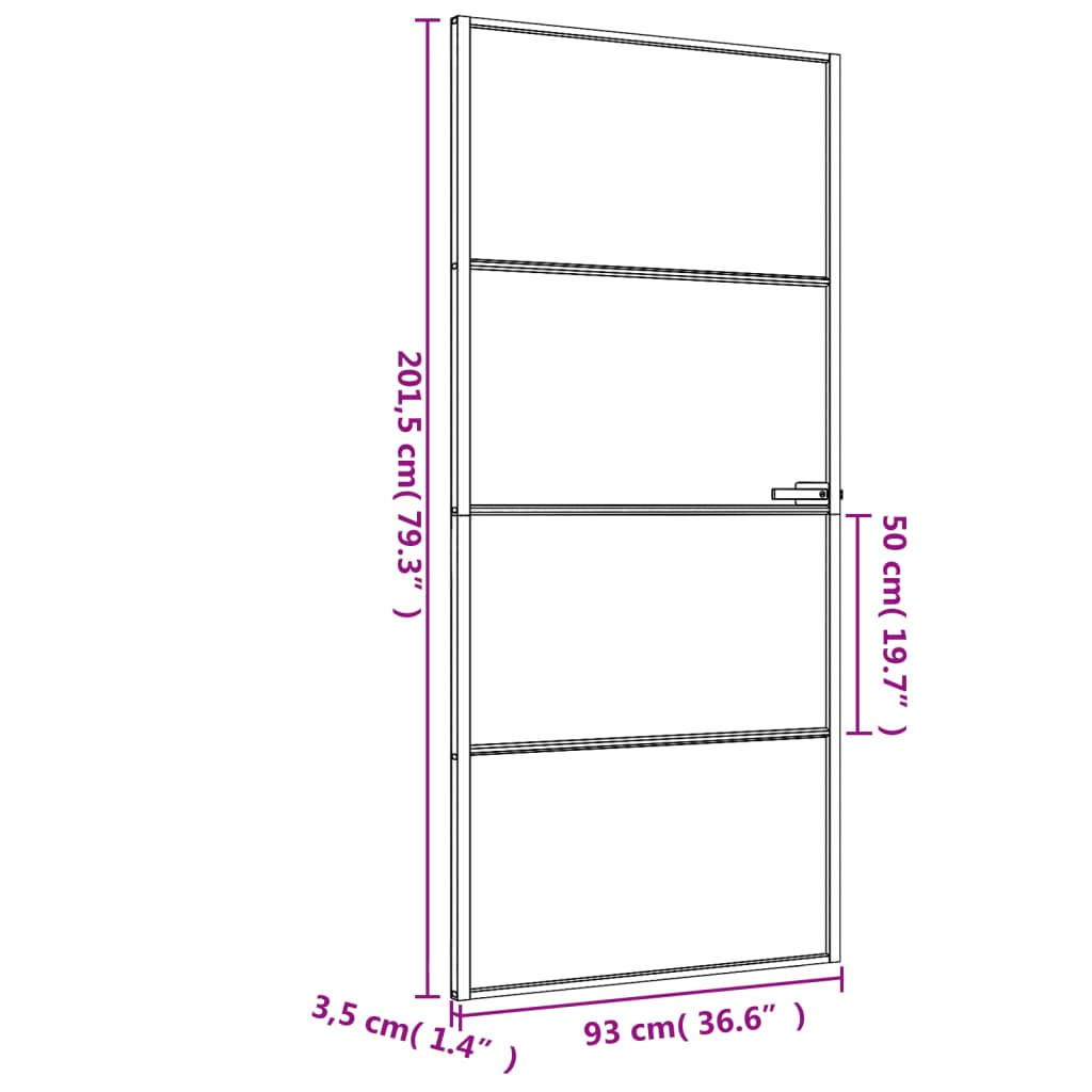 vidaXL Интериорна врата черна 93x201,5 см закалено стъкло и алуминий