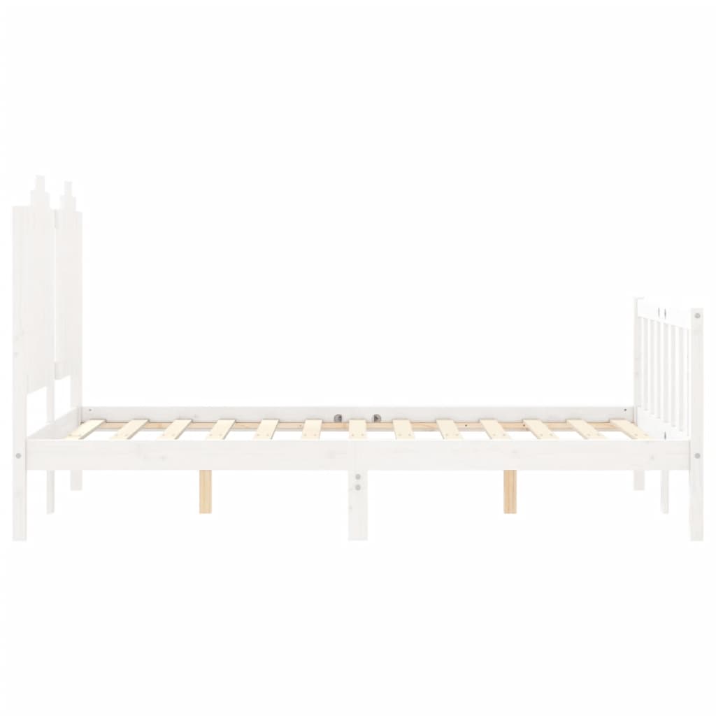 vidaXL Рамка за легло с табла, бяла, 120х200 см, масивно дърво