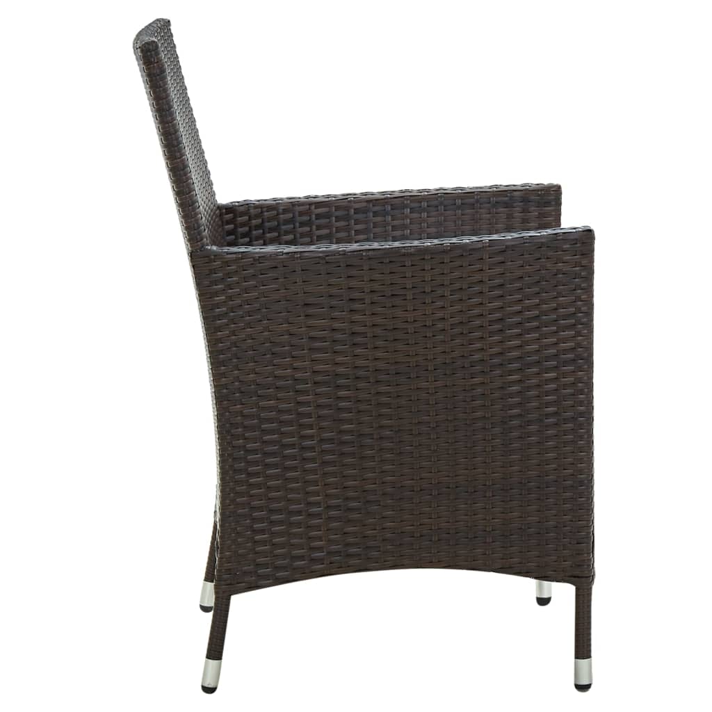 vidaXL Градински столове с възглавници, 4 бр, полиратан, кафяви