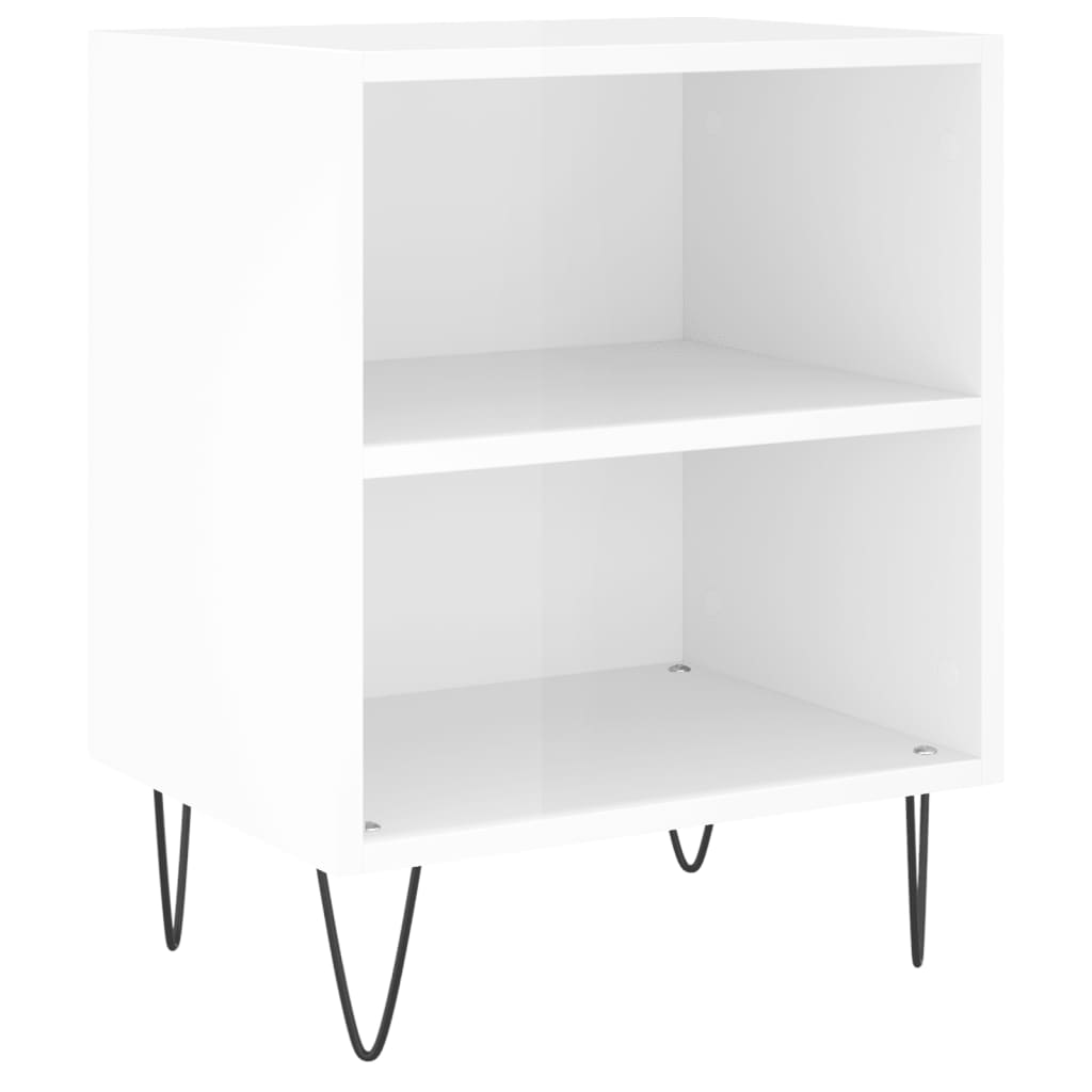 vidaXL Нощни шкафчета, 2 бр, бял гланц, 40x30x50 см, инженерно дърво