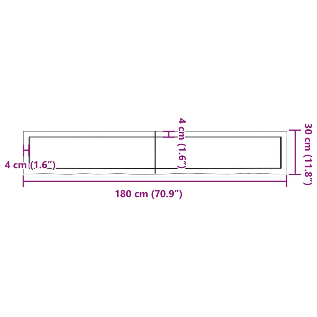 vidaXL Плот за баня 180x30x(2-4) см необработено масивно дърво