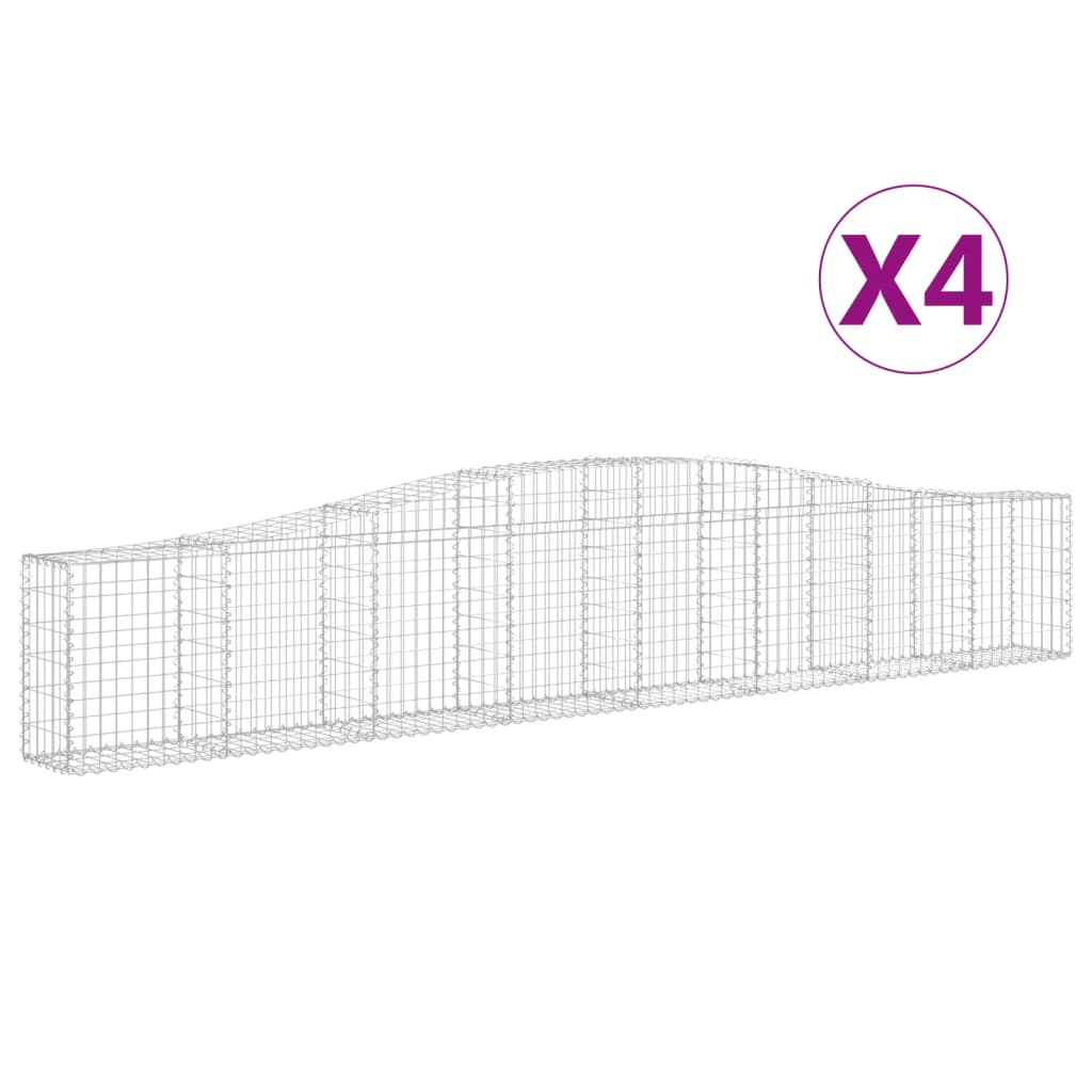 vidaXL Габионни кошници арка 4 бр 400x30x60/80 см поцинковано желязо