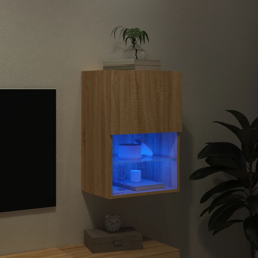 vidaXL ТВ шкаф с LED осветление, дъб сонома, 40,5x30x60 см