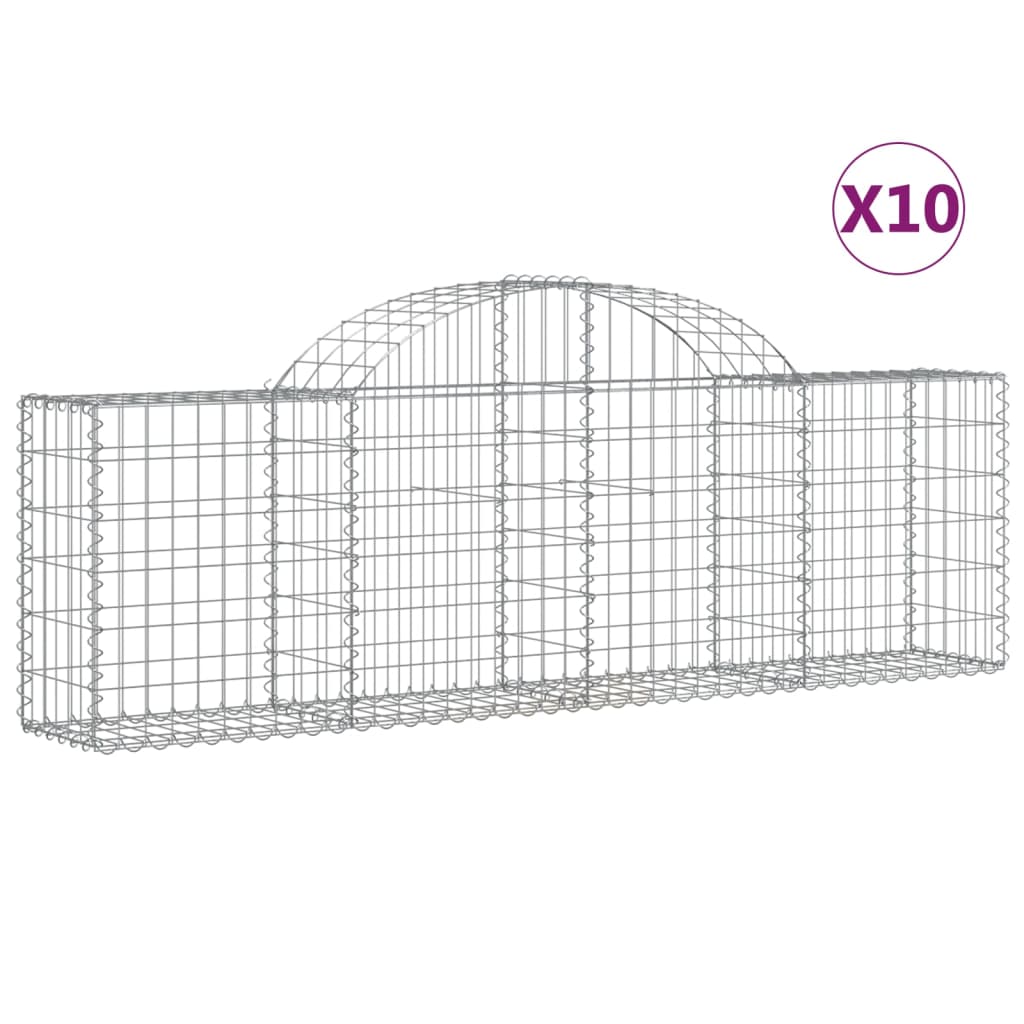 vidaXL Габионни кошници арка 10 бр 200x30x60/80 см поцинковано желязо