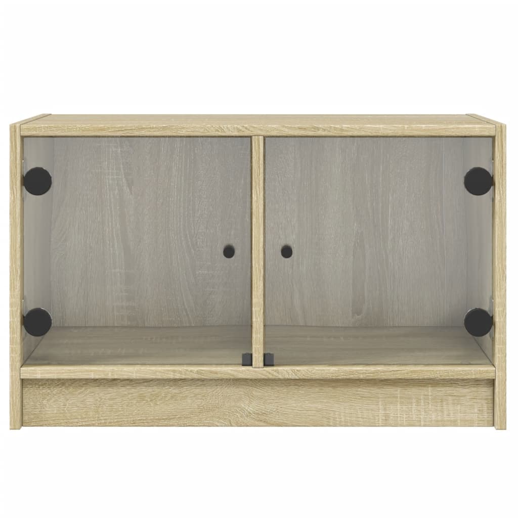 vidaXL ТВ шкаф със стъклени врати, сонома дъб, 68x37x42 см